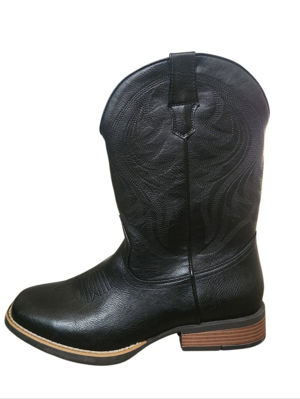 Women' Black Faux Leather Cowboy Boots Sz 10.5 - Picture 3 of 3